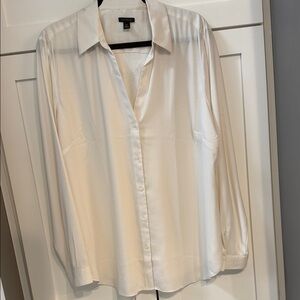 Ann Taylor Off White Button-Front Blouse